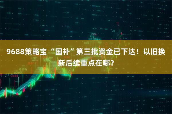 9688策略宝 “国补”第三批资金已下达！以旧换新后续重点在哪？